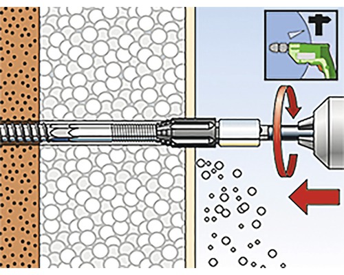 Ilustrace šroubu zavrtávaného do zdi