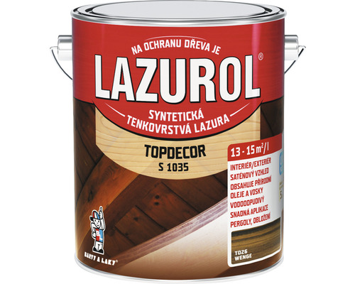 Lazura na dřevo Lazurol Topdecor S1035 T26 wenge 2,5 l Plechovka lazury na dřevo Lazurol pro vnitřní i vnější použití