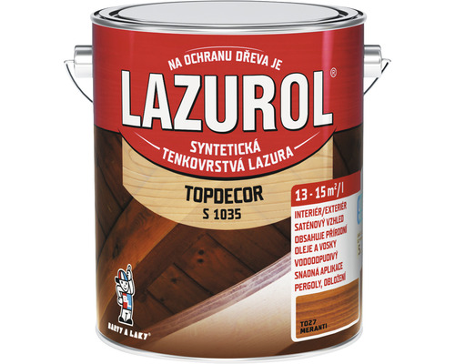 Lazura na dřevo Lazurol Topdecor S1035 T27 meranti 2,5 l Lazurol Topdecor S 1035 tenkovrstvá lazura v kovovém kbelíku