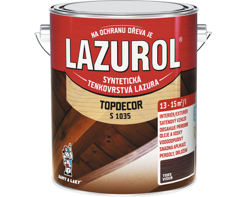 Lazura na dřevo Lazurol Topdecor S1035 T83 višeň 2,5 l Lazurol Topdecor tenkovrstvá lazura na dřevo pro interiér a exteriér v plechovce