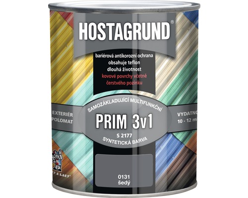 Barva na kov HOSTAGRUND PRIM 3v1 S2177 základní i vrchní 0,6 l šedá