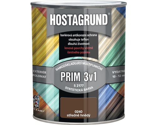 Barva na kov HOSTAGRUND PRIM 3v1 S2177 základní i vrchní 0,6 l hnědá střední