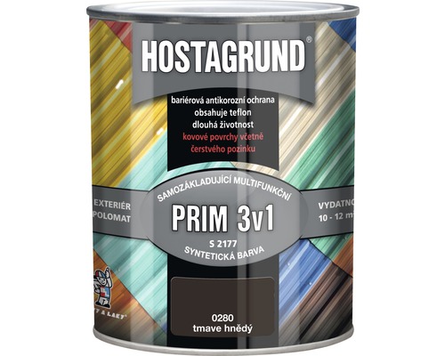Barva na kov HOSTAGRUND PRIM 3v1 S2177 základní i vrchní 2,5 l hnědý tmavá