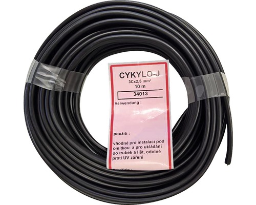 Kabel CYKYLO-J 3Cx2,5mm² černý 10m