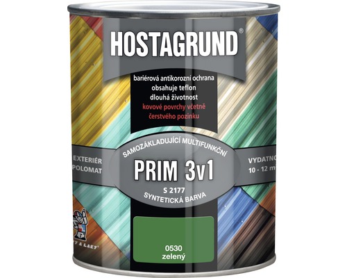 Barva na kov HOSTAGRUND PRIM 3v1 S2177 základní i vrchní 0,6 l zelená