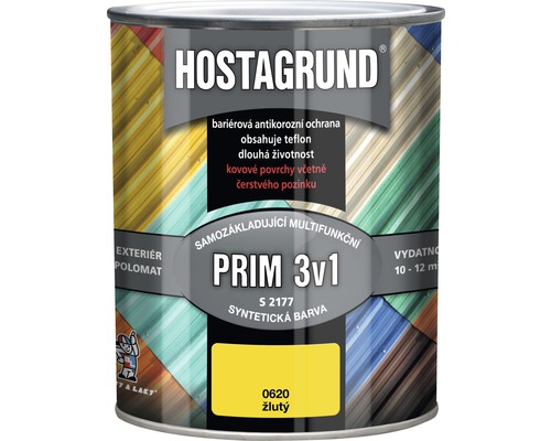 Barva na kov HOSTAGRUND PRIM 3v1 S2177 základní i vrchní 0,6 l žlutá