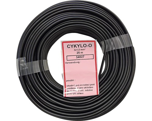 Kabel CYKYLO-O 3x1,5mm² černý 25m
