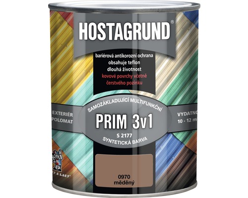 Barva na kov HOSTAGRUND PRIM 3v1 S2177 základní i vrchní 0,6 l měď