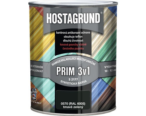 Barva na kov HOSTAGRUND PRIM 3v1 S2177 základní i vrchní 2,5 l zelená