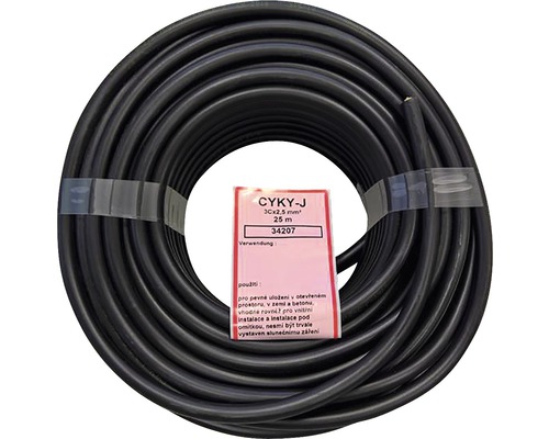Kabel CYKY-J 3Cx2.5mm² černý 25m