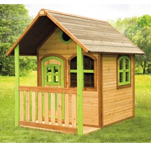 Dřevěný hrací domek s verandou na zahradu