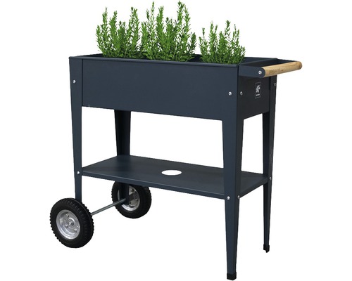 Zvýšený záhon s kolečky a úložným prostorem