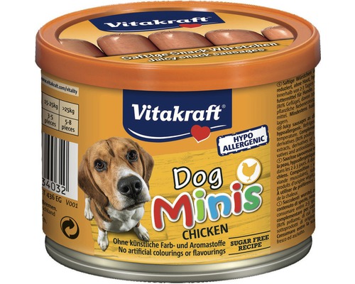 Pamlsky pro psy Vitakraft Dog Minis Chicken 120 g Vitakraft Dog Minis Chicken v plechovce s obrázkem psa