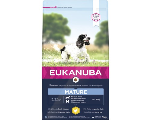Granule pro starší psy středních plemen Eukanuba Mature Medium Chicken kuřecí 3 kg