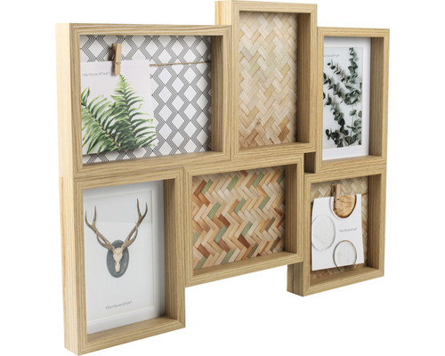 Dřevěný multirámeček na šest fotografií