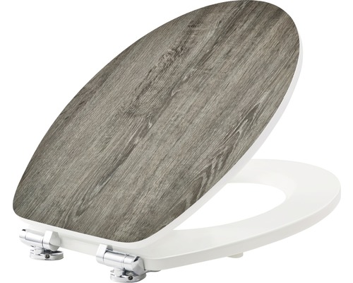 WC sedátko s dekorem dřeva a bílými prvky