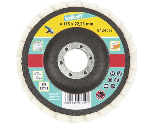 Lešticí nástroj Wolfcraft o průměru 115 x 22,23 milimetrů