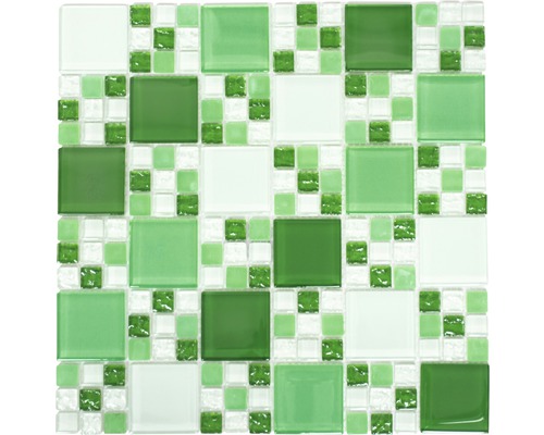 Skleněná mozaika XCM 8570 30,5x32,5 cm zelená/bílá