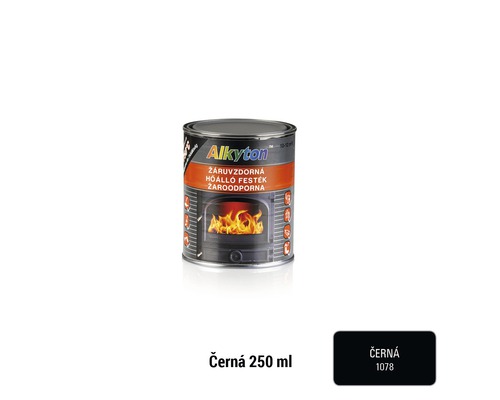 Žáruvzdorná vypalovací barva na topná tělesa Alkyton 750°C 0,25 l černá