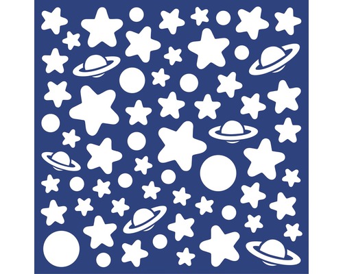 Šablona s hvězdami, planetami a kruhy