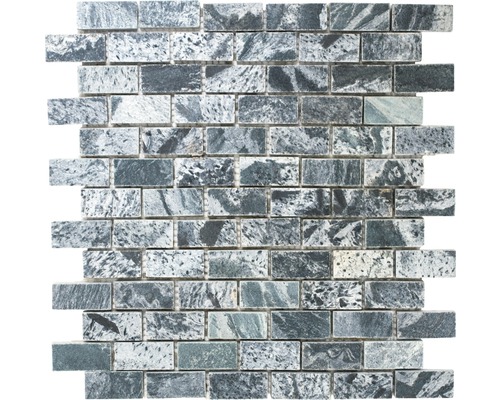 Kamenná mozaika XMI 117 30,5x32,5 cm stříbrná/černá Mozaiková rohož s obdélníkovými přírodními kameny