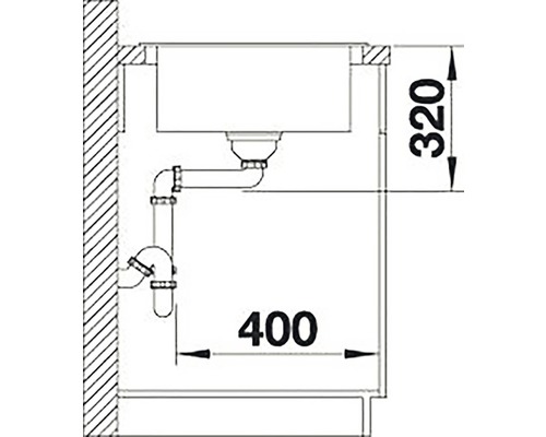 Nákres umyvadla s rozměry.