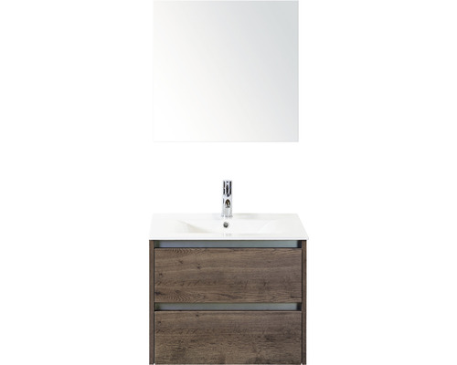 Koupelnový nábytkový set Sanox Dante barva čela tabacco ŠxVxH 61 x 170 x 46 cm s keramickým umyvadlem a zrcadlem