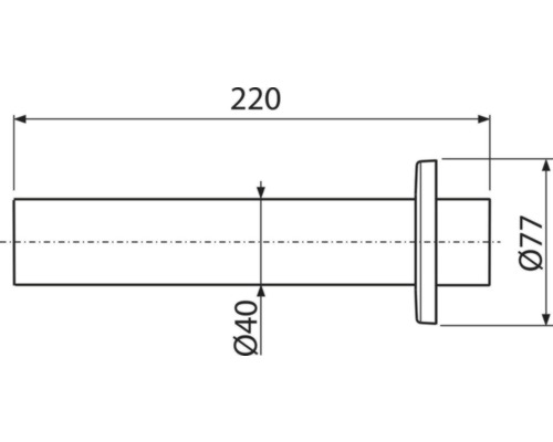 Technický nákres šroubu s rozměry 220, průměr 40 a průměr 77