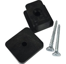 Dva černé plastové distanční vložky se dvěma šrouby