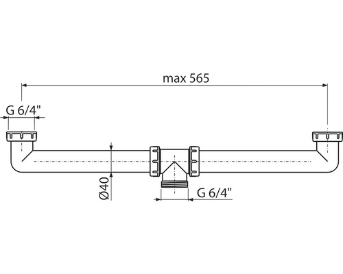 Technický nákres sifonu s rozměry
