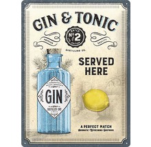 Kovová cedule Gin and Tonic s lahví a citronem