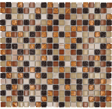 Skleněná mozaika s přírodním kamenem XCM M830 30,5x32,5 cm béžová/hnědá-thumb-0