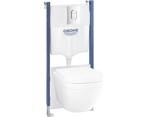 Závěsné WC set GROHE Euro Keramik 5v1 bez splachovacího kruhu vč. WC prkénka 39535000