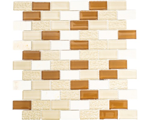 Skleněná mozaika s přírodním kamenem XCM MB834 30,5x32,5 cm Skleněná mozaiková dlaždice