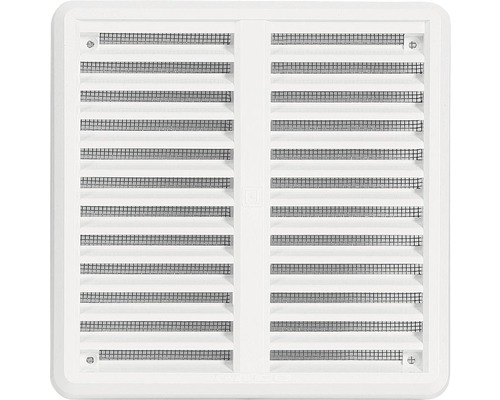 Větrací mřížka HACO VM KB se síťovinou a krytkou 150 x 150 mm plastová bílá Čtvercová plastová větrací mřížka se sítí proti hmyzu