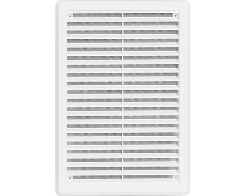 Větrací mřížka HACO VM KB se síťovinou a krytkou 200 x 300 mm plastová bílá Obdéžníková plastová přívodní mřížka se sítí proti hmyzu