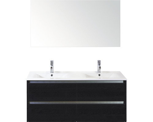 Koupelnový nábytkový set Sanox Dante barva čela black oak ŠxVxH 121 x 170 x 46 cm s keramickým umyvadlem a zrcadlem