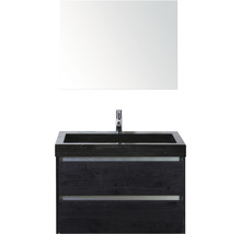 Koupelnový nábytkový set Sanox Dante barva čela black oak ŠxVxH 81 x 170 x 45,5 cm s umyvadlem z přírodního kamene a zrcadlem