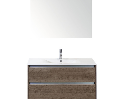 Koupelnový nábytkový set Sanox Dante barva čela tabacco ŠxVxH 101 x 170 x 46 cm s keramickým umyvadlem a zrcadlem