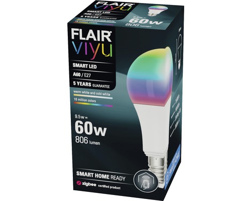 Chytrá LED žárovka FLAIR Viyu A60 E27 v obalu produktu