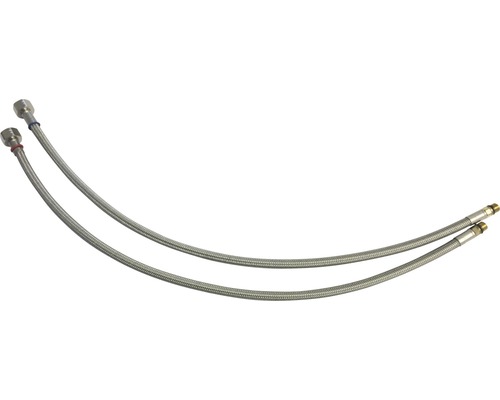 Dvě pancéřové hadice s různými přípojkami