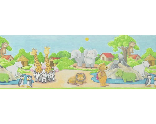 Bordura na zeď, samolepící Only Borders 10, motiv dětský, zvíře Ilustrace zoologické zahrady s různými zvířaty