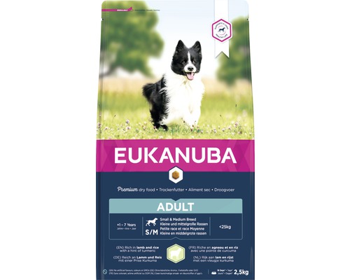 Granule pro psy malých a středních plemen Eukanuba Adult Small & Medium Lamb & Rice jehněčí s rýží 2,5 kg