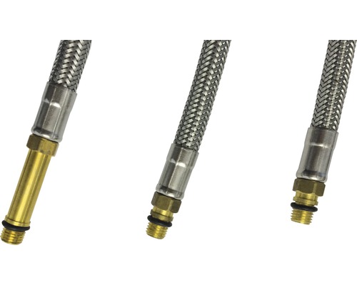 Tři pancéřové hadice z kovu