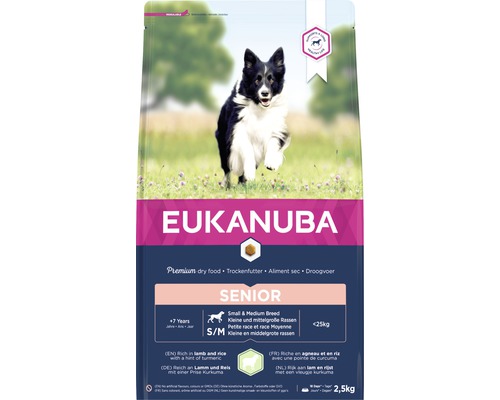 Eukanuba Senior suché krmivo pro malá a střední plemena psů od 7 let, balení 2,5 kilogramu