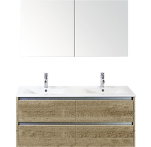 Koupelnový nábytkový set Sanox Dante barva čela dub přírodní ŠxVxH 121 x 170 x 46 cm s keramickým umyvadlem a zrcadlovou skříňkou