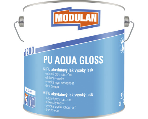 Barevný lak Modulan PU Aqua Gloss vysoký lesk RAL9010 Bílá 2,5 l