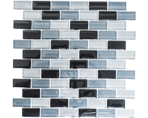 Skleněná mozaika XCM B899 30,5x32,5 cm šedá/černá
