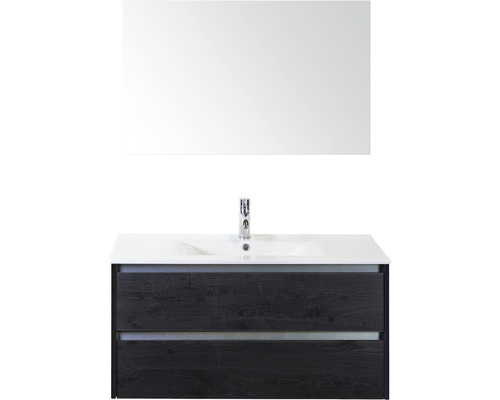 Koupelnový nábytkový set Sanox Dante barva čela black oak ŠxVxH 101 x 170 x 46 cm s keramickým umyvadlem a zrcadlem