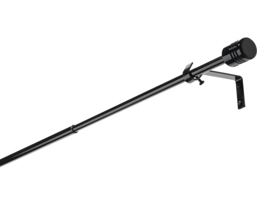 Teleskopická garnýž sada válec kovová Ø 13/16 mm 200-300 cm černá Záclonová tyč s držákem a koncovkou